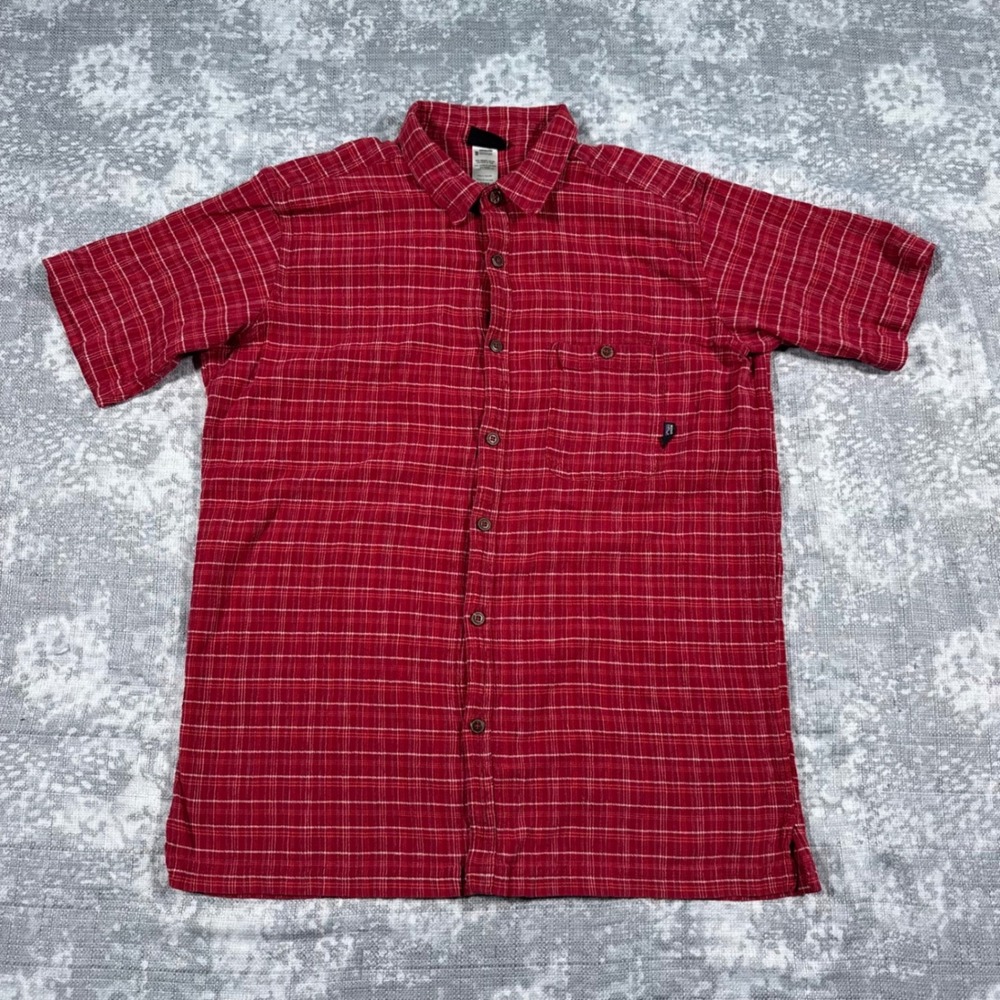 Patagonia Button Down Mens L Red Plaid Organic Cotton Short Sleeve Gorpcore Top